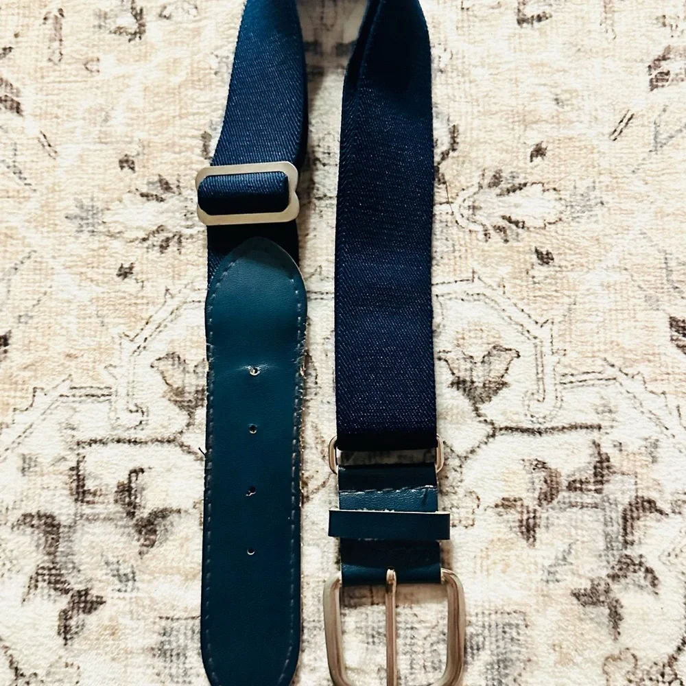 Softball. Baseball. Navy Youth Athletic Belt with Silver Buckle